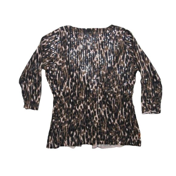 New York & Company Animal Print Sequin Blouse - Picture 2 of 6